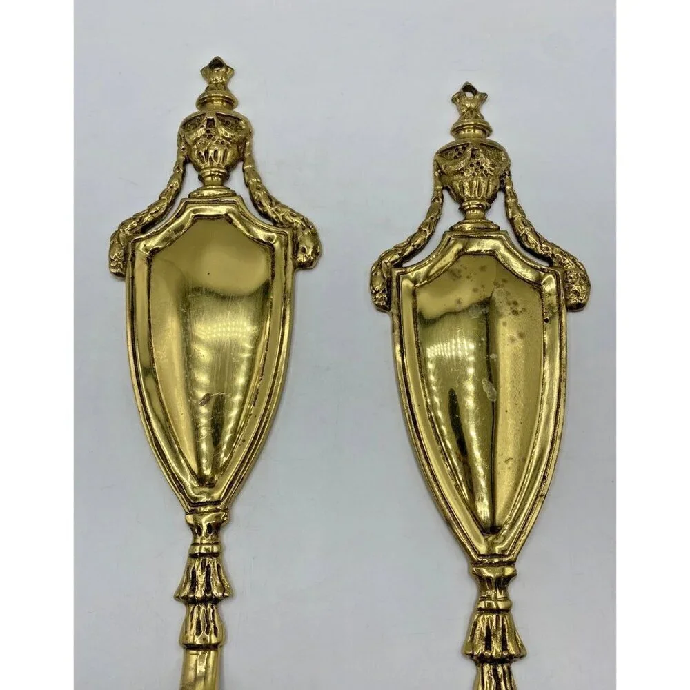 Vintage Virginia MetalCrafters Brass Wall Sconces Candle Holders Set Regency